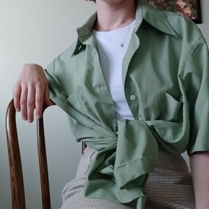 Vintage Green Mens Button Shirt